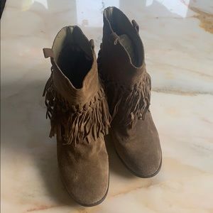 Free People Sbicca Suede Fringe Booties